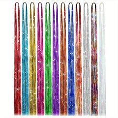 Hair Tinsel Kit With Tool Tinsel Hair Extensions 12 Colors Fairy Hair Tinsel