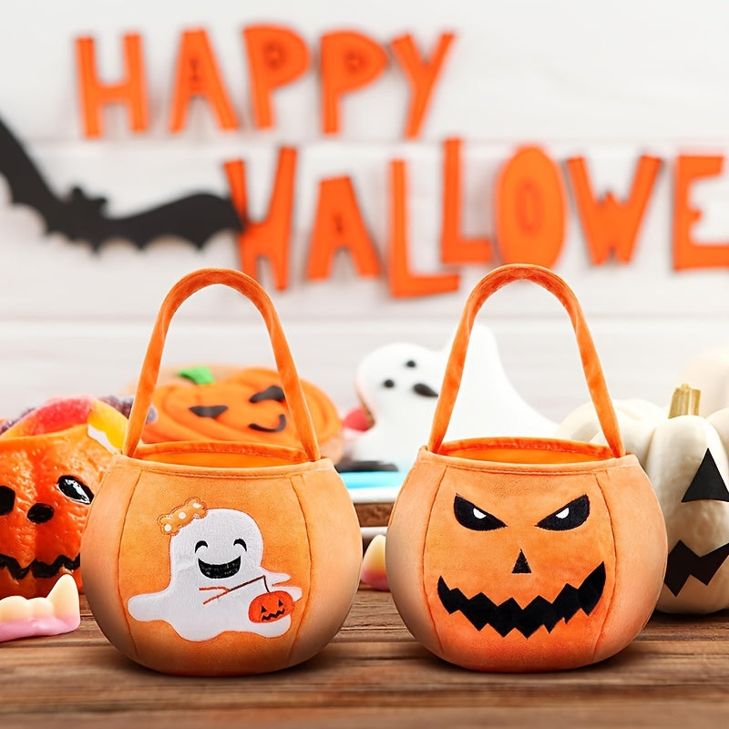 Halloween Candy Bag Plush Trick Or Treat Bucket Pumpkin Tote Bag