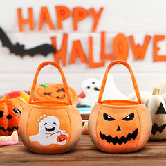 Halloween Candy Bag Plush Trick Or Treat Bucket Pumpkin Tote Bag