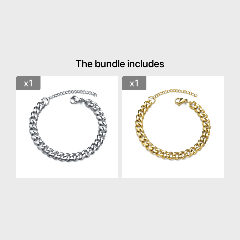 Men's Titanium Cuban Bracelet Chain Jewelry