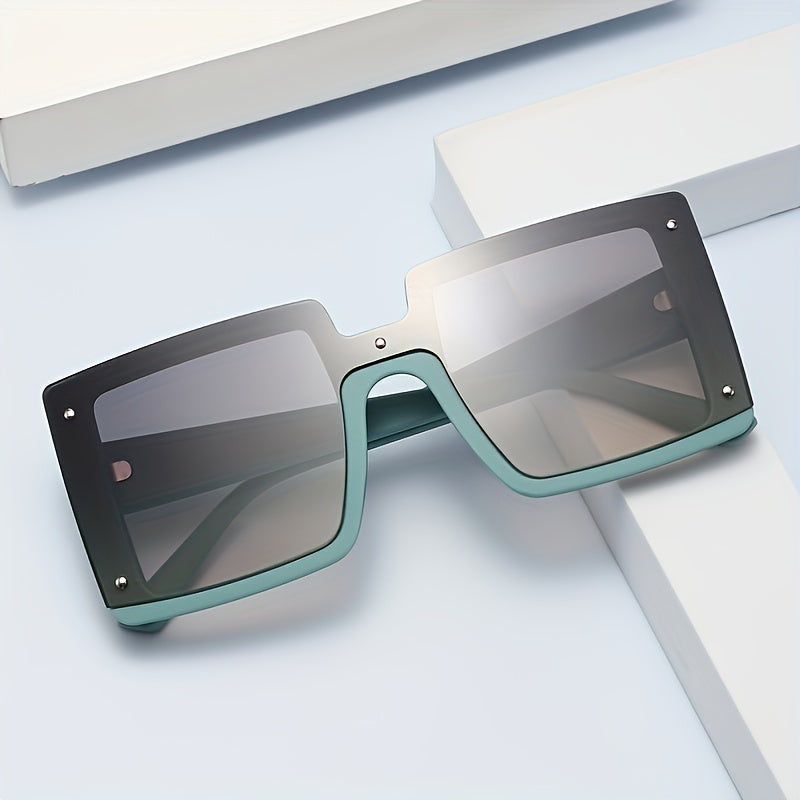 Large Square Sunglasses Casual Block Gradient Glasses UV400