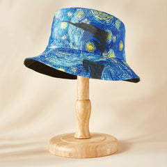 Oil Painting Print Bucket Hat Reversible Lightweight Basin Hat Summer Sunscreen
