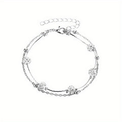 Men's Faux Diamond Crystal Anklet Double Layer For Unisex