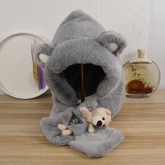 2pcs Winter Cashmere Scarf Hat with Animal Ears for Girls