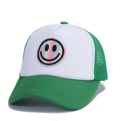 Men's Laser Happy Face Labeling Sponge Adjustable Baseball Cap