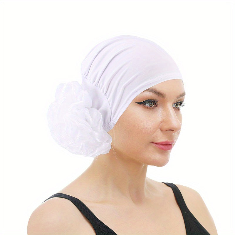 Big Flower Elastic Turban Beanie Head Scarf Wrap Chemo Cap Hat Women
