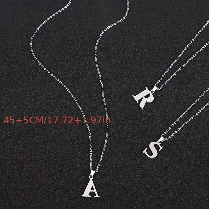 Stainless Steel Initial Alphabet Pendant Necklace Jewelry Alphabet Tag