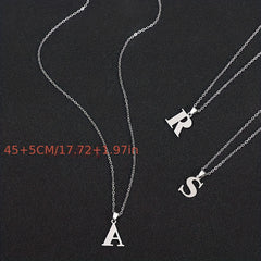 Stainless Steel Initial Alphabet Pendant Necklace Jewelry Alphabet Tag