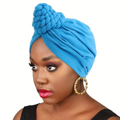 Braided Knotted Turban Cap Head Wrap Bandana Stretchy Beanie Hat