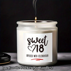 Sweet 18 Celebration Candle Label Sticker Funny Birthday Gift Decal