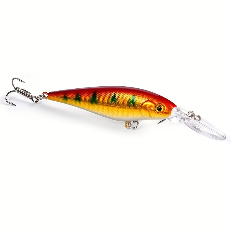 Floating Minnow Fishing Lure Long Tongue Crankbait Treble Hooks Bass Pike Tackle