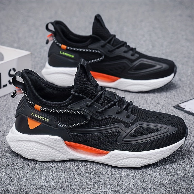  Men's Knit Breathable Running Shoes Lace Up Comfy Soft Sole Sneakers