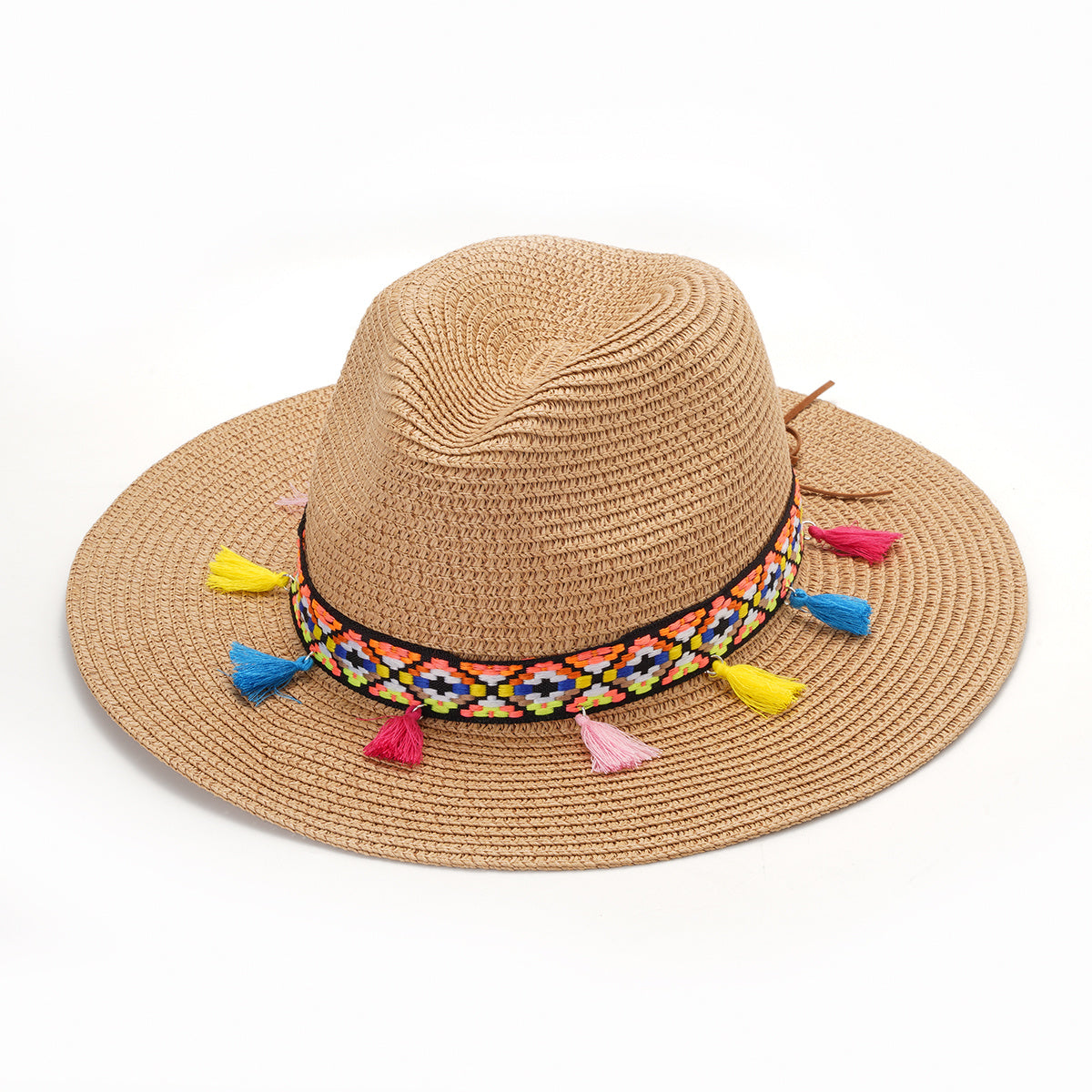 Vintage Spanish Straw Hat Tassel Rope Cowboy Hat Women