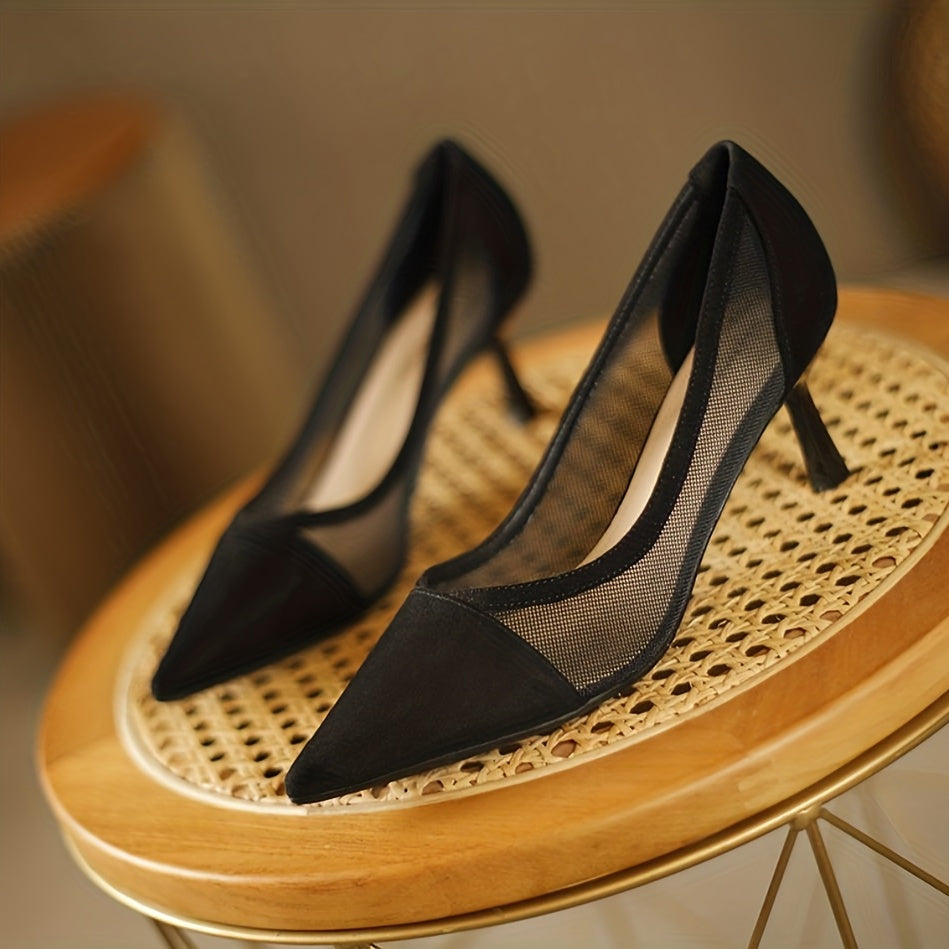 Women's Mesh Stiletto Heels Slip On Pumps
