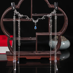 Chinese Vintage Tassel Headpiece Rhinestone Hair Pin