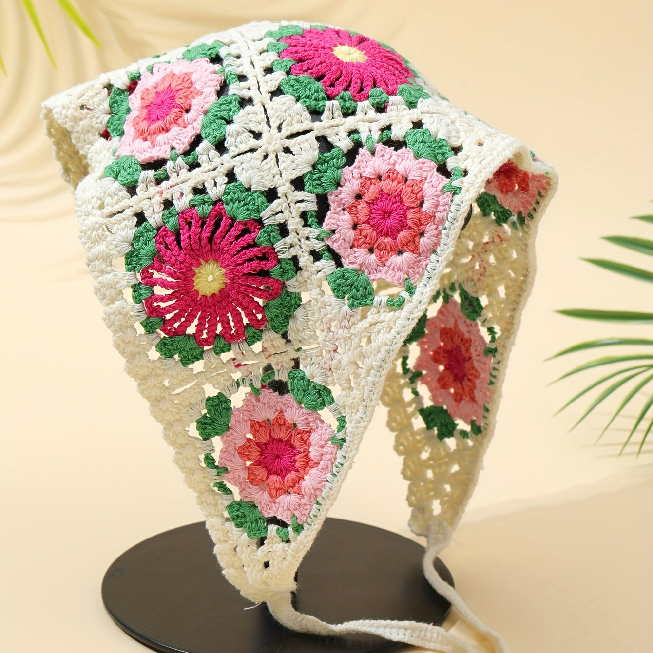 Boho Style Flower Headband Crochet Bandana for Women Girls