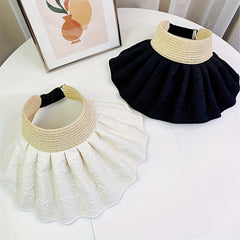 Embossed Shell Visor Hat Solid Foldable Sun Hat UV Protection