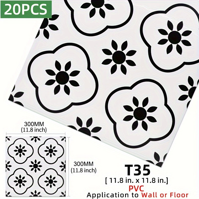 20pcs PVC Marble Floor Stickers Waterproo...