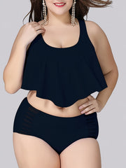  Mesh High Rise Bikini Set Women's Plus Stretch Modest Swimsuit