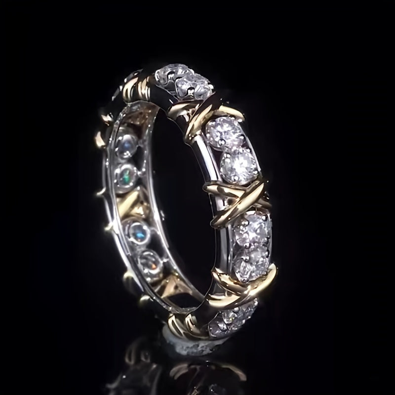 Golden Hip hop Ring Men's And Women's Zircon Punk Wedding Ring Jewelry