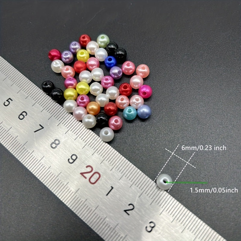 100pcs 6mm Colorful Pearls Acrylic Spacer Beads For Jewelry Making