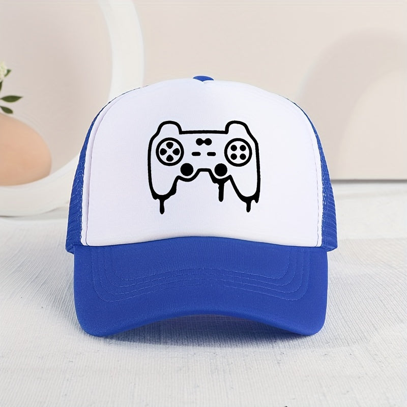 Kids Mesh Sunshade Gamepad Embroidery Baseball Cap