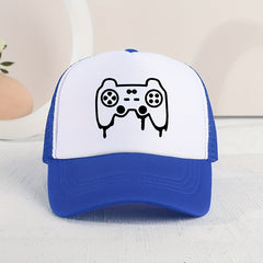 Kids Mesh Sunshade Gamepad Embroidery Baseball Cap