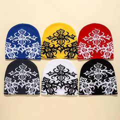 Men's Contrast Jacquard Knitted Hat Beanie