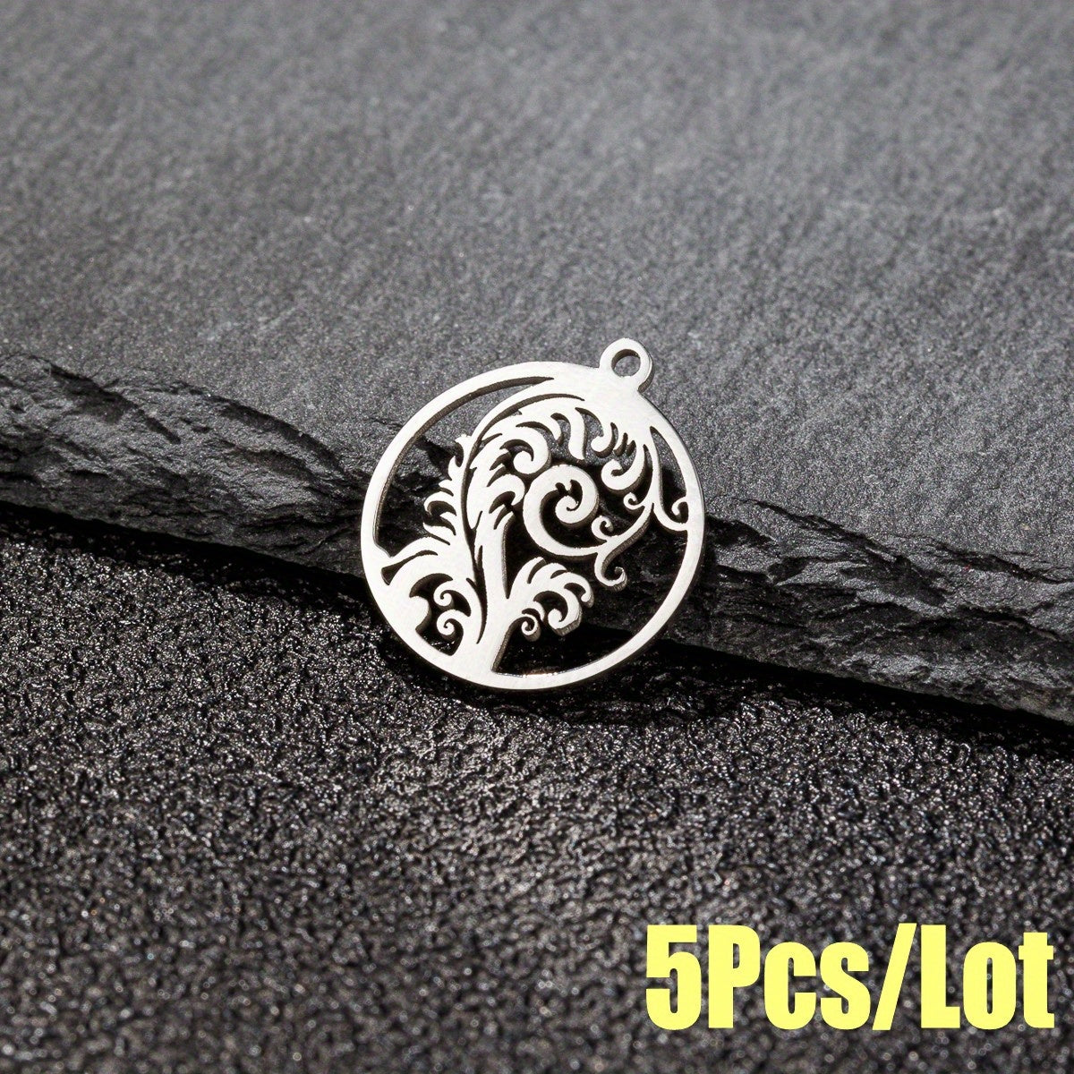5PCS Stainless Steel Tree Pendant for DIY Accessories