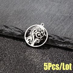5PCS Stainless Steel Tree Pendant for DIY Accessories