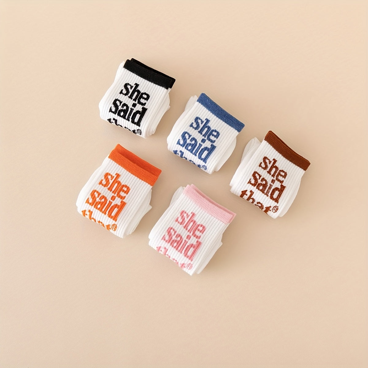 5 Pairs Letter Print Socks Mid Tube Women's Stockings