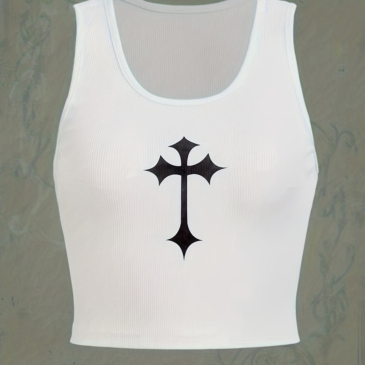 Graphic Print Crop Tank Top Women's Summer Clothing