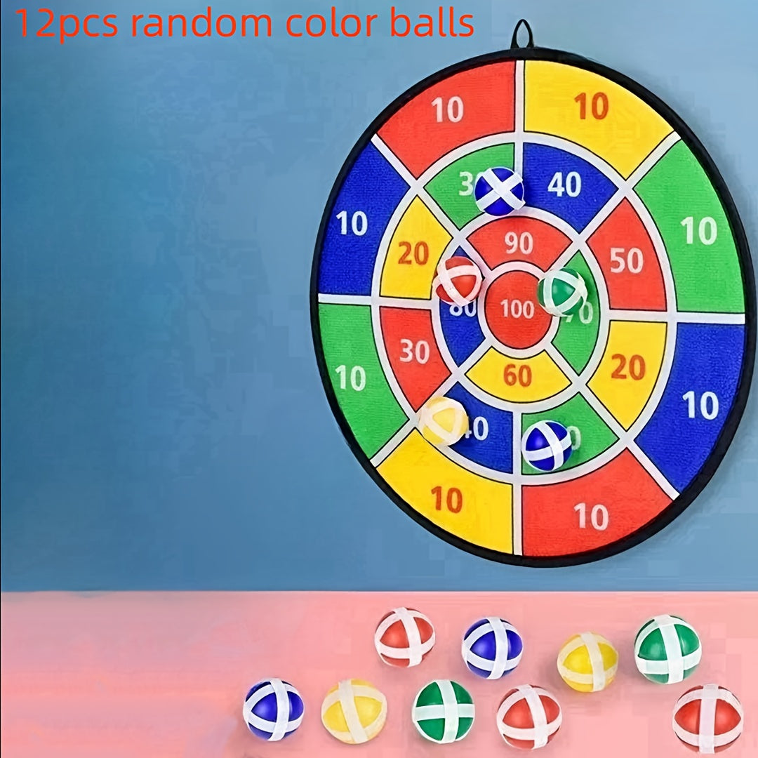 Kids Dart Board Set with Sticky Balls Indoor Outdoor Fun Game for 3-12 Year Olds