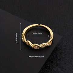 18K Plated Zircon Ring Adjustable Finger Size Jewelry For Men/Women