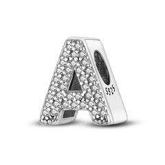 Letter LOVE Zircon Charm Bead Pendant for DIY Bracelet Ladies Jewelry Gift