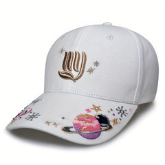 Y2K Planet Embroidery Baseball Cap Cotton Dad Hat