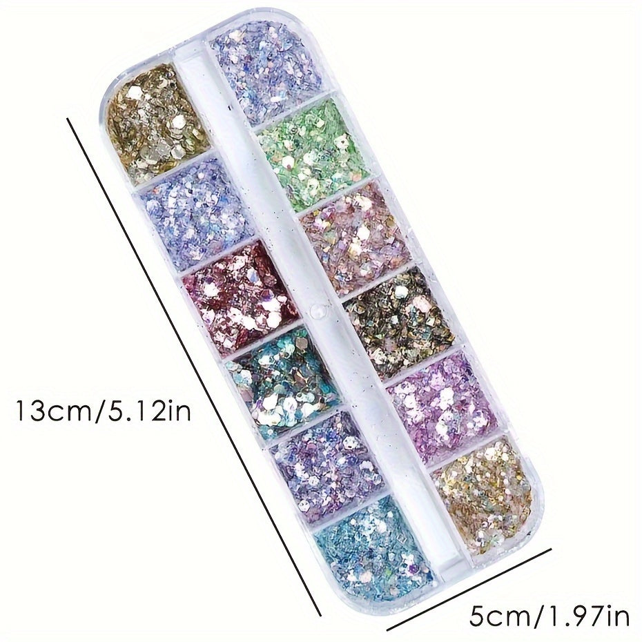 Iridescent Crystal Hexagon Nail Glitter Sequins Mermaid Flake