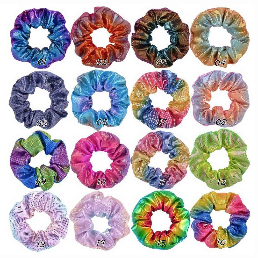 16pcs Large Glitter Scrunchie Y2K Hair Rope Holographic Female Hair Accessories