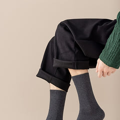 Women's Knit Style Winter Crew Socks - Thick & Warm