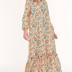  Ditsy Floral Lantern Sleeve Maxi Dress