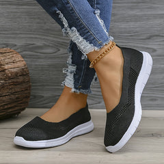 Women's Knitted Flat Loafers Slip On Shoes Lightweight Walking Shoes