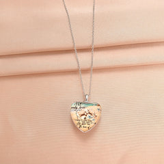 Ocean Pattern Love Heart Crystal Pendant Necklace For Women