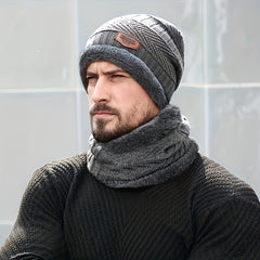2pcs Winter Knitted Hat & Neck Gaiter Set Coldproof Pullover Couple