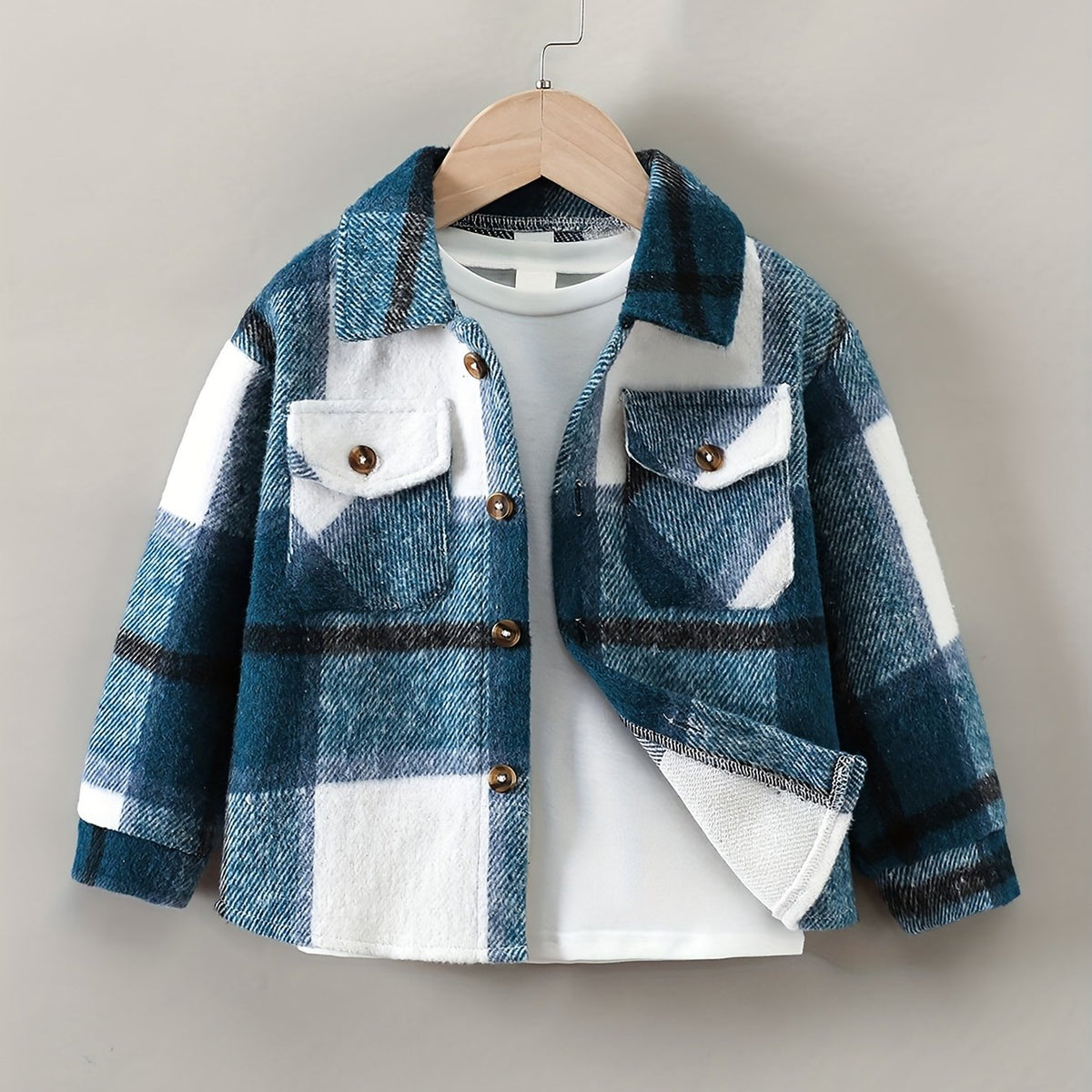 Toddler Boys Plaid Jacket Long Sleeve Button Down Warm Coat Winter Kids Clothes