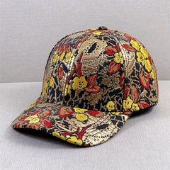 Golden Flower Embroidery Baseball Cap Dad Hat for Women