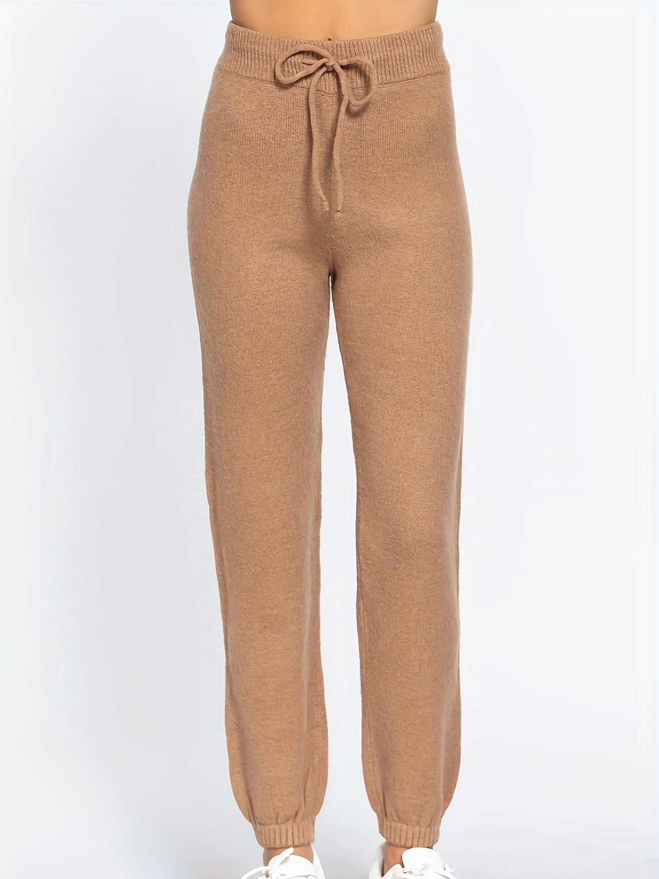  Casual Sweater Pants Women's Plus Solid Elastic Drawstring High Rise