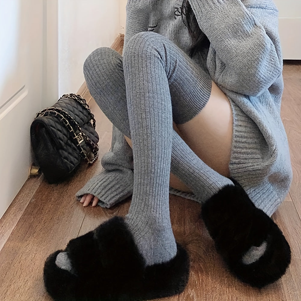 Ribbed Thigh High Socks Comfy Over The Knee Stockings