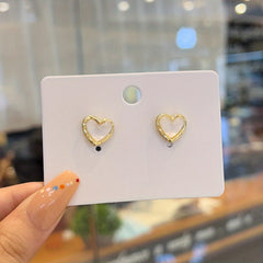 Y2K Style Starry Sky Heart Stud Earrings 18K Plated