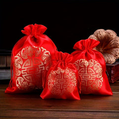 10pcs Chinese Brocade Embroidered Gift Bag for Spring and New Year