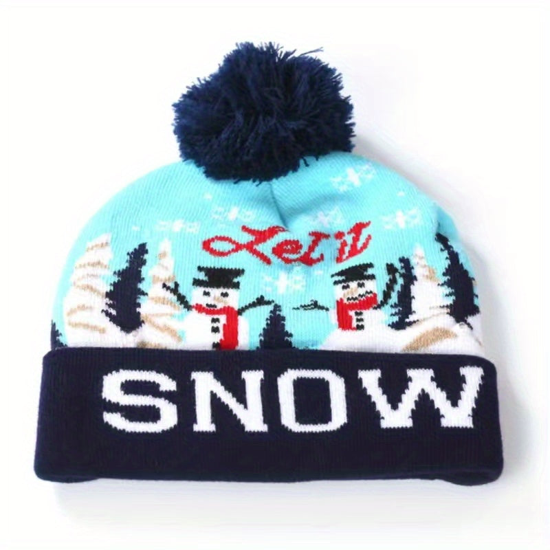 Christmas LED Knit Hat - Festive Holiday Light-up Beanie